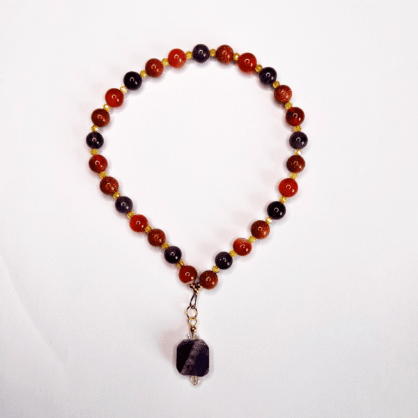 Japa Mala de Cornalina con Amatista y dije de Amatista